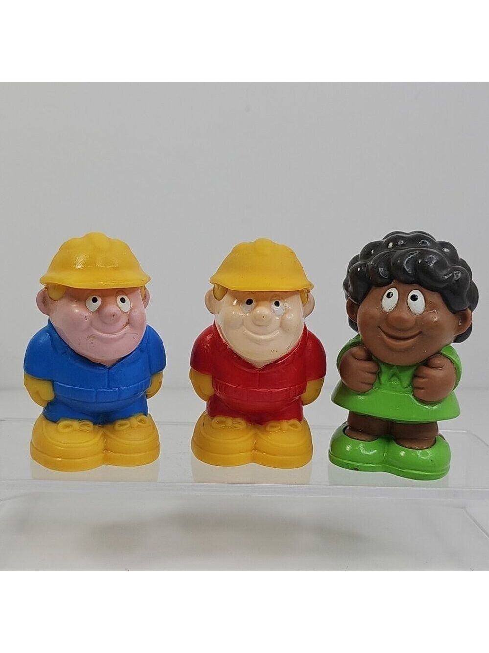 Vintage Tonka 3” Rubber Construction Boy & Green Woman Toy Figures 3pcs Vintage